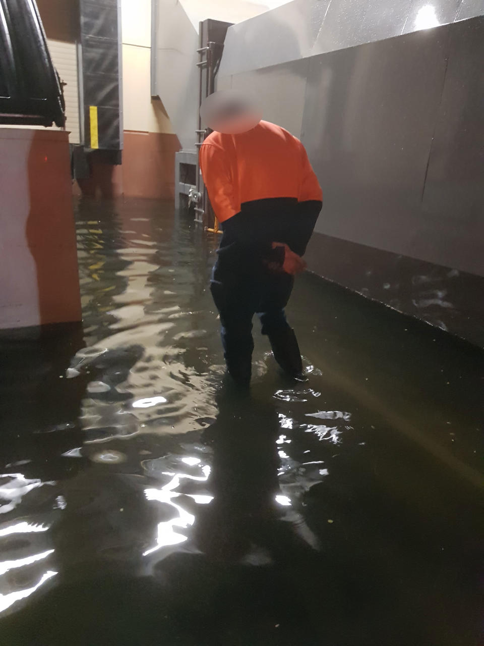 Flooding in Aldi warehouses. (Source: Supplied)