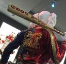 <p>Her bedazzled jacket reads “Property of Joker” and “Puddin Freaky.” Her bat is inscribed with “Good Night” and her twisted lyrics to the childhood lullaby “Hush, Little Baby.”</p>