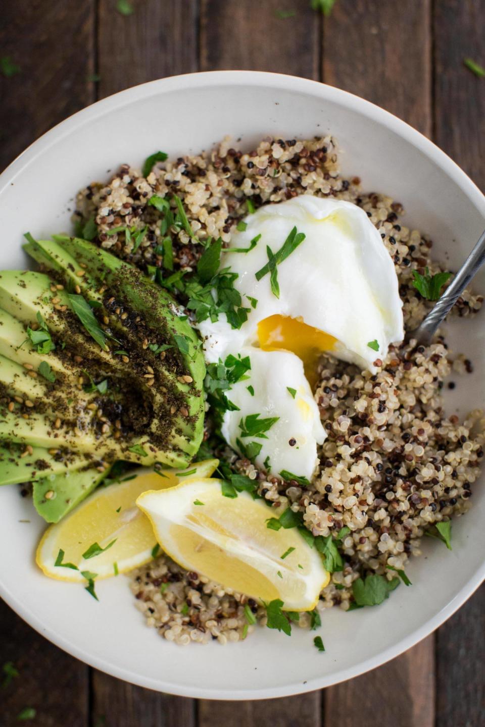 <strong>Get the <a href="http://naturallyella.com/quinoa-bowl/">Quinoa Bowl with Za&rsquo;atar Avocado and Egg recipe</a> from Naturally Ella</strong>