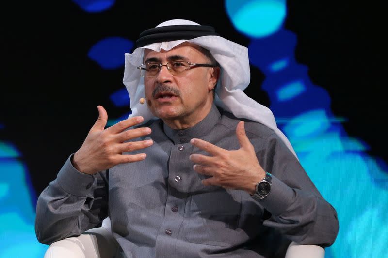 Aramco's President and CEO, Amin H. Nasser, speaks during the fourth annual Future Investment Initiative in Riyadh