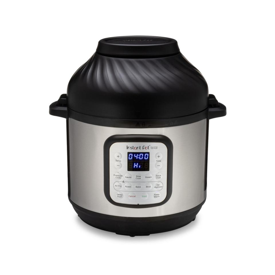 <p><strong>Instant Pot</strong></p><p>walmart.com</p><p><a href="https://go.redirectingat.com?id=74968X1596630&url=https%3A%2F%2Fwww.walmart.com%2Fip%2F283047909&sref=https%3A%2F%2Fwww.goodhousekeeping.com%2Flife%2Fmoney%2Fg34208920%2Fwalmart-amazon-prime-day-big-save-deals-2020%2F" rel="nofollow noopener" target="_blank" data-ylk="slk:Shop Now;elm:context_link;itc:0;sec:content-canvas" class="link ">Shop Now</a></p><p><strong><del>$149</del> $99 (33% off)</strong></p><p>One appliance that can do the work of 11! This model does everything a pressure cooker is supposed to do, but when you switch the lid, it turns into an air fryer instantly. </p>