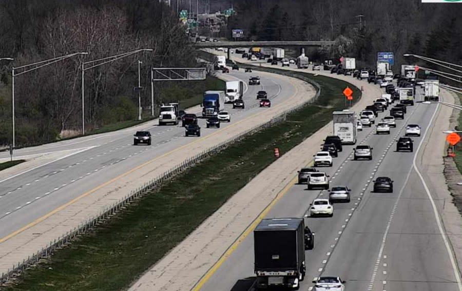 Interstate 71 in Delaware County, Ohio, on April 8, 2024 (ODOT)