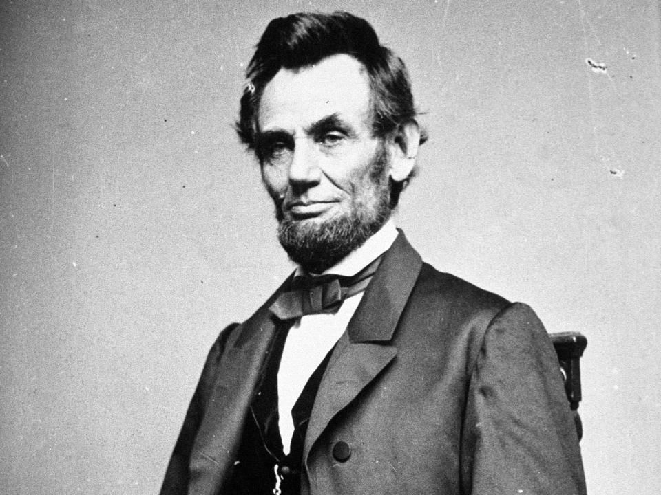 A portrait of Abraham Lincoln.