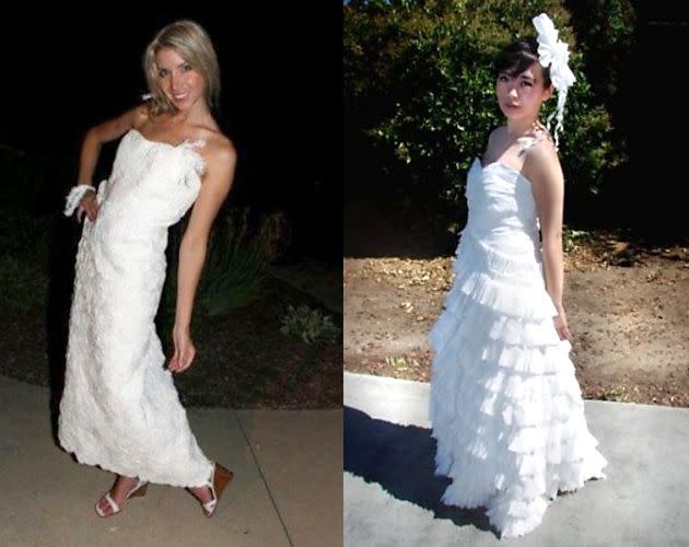 Go to the bathroom and design your own wedding dress