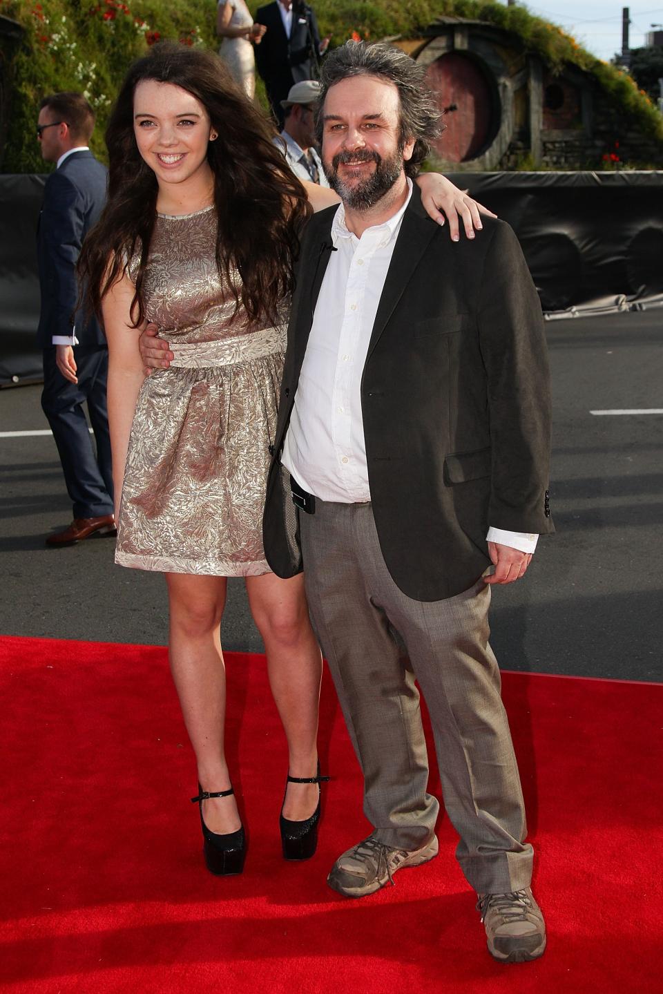 WELLINGTON, NEW ZEALAND - NOVEMBER 28: Director Sir Peter Jackson and daughter Katie arrive at the "The Hobbit: An Unexpected Journey" World Premiere at Embassy Theatre on November 28, 2012 in Wellington, New Zealand. (Photo by Hagen Hopkins/Getty Images)