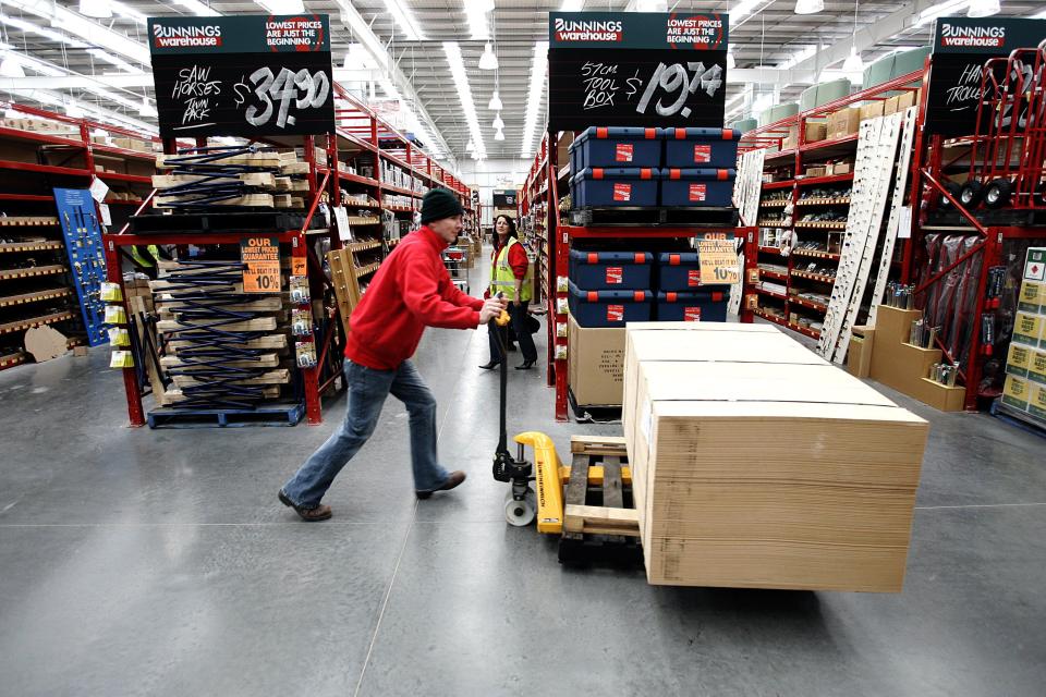 (AUSTRALIA OUT) Worker at a new Bunnings warehouse on the outskirts of Melbourne, 11 August 2005. AFR Picture by ROB HOMER (Photo by Fairfax Media via Getty Images via Getty Images)