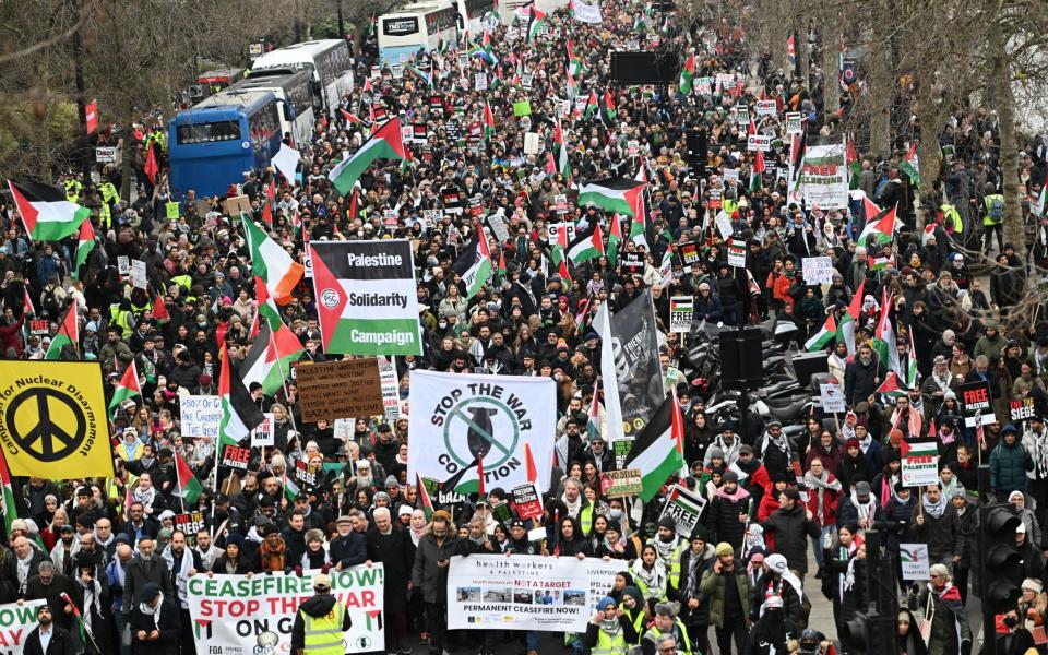 A Pro-Palestine march in London on January 13