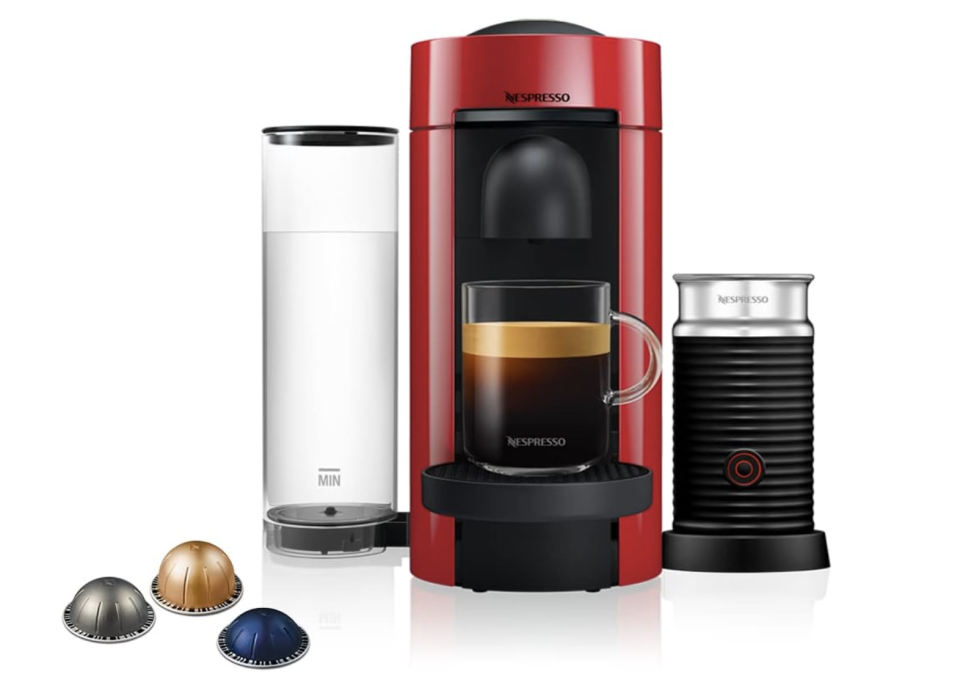 
Nespresso VertuoPlus Coffee Machine, Cherry Red & Aeroccino Bundle. (PHOTO: Amazon Singapore)