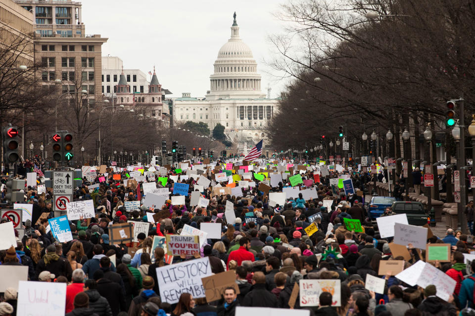 Anti-Trump protesters rally for Muslim and immigrant rights