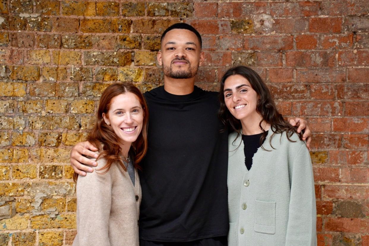 Steven Bartlett poses with Sidney Neuhau and Jessica Warch, who co-founded the lab-grown diamond jewellery brand loved by Meghan Markle.