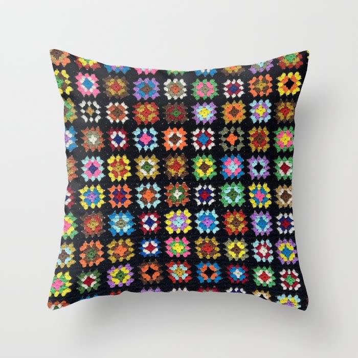 Crochet Granny Squares Throw Pillow