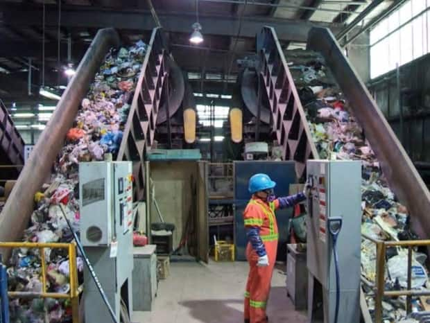 The conveyors for the front-end processor at the Otter Lake landfill are shown. (Halifax Regional Municipality - image credit)