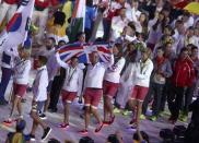 2016 Rio Olympics - Closing ceremony - Maracana - Rio de Janeiro, Brazil - 21/08/2016. Athletes of Britain take part during the closing ceremony. REUTERS/Marcos Brindicci