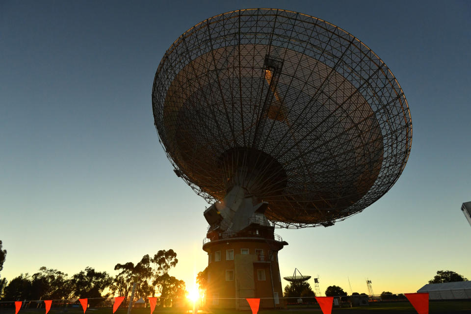 The CSIRO Parkes Observatory satellite dish is pictured.