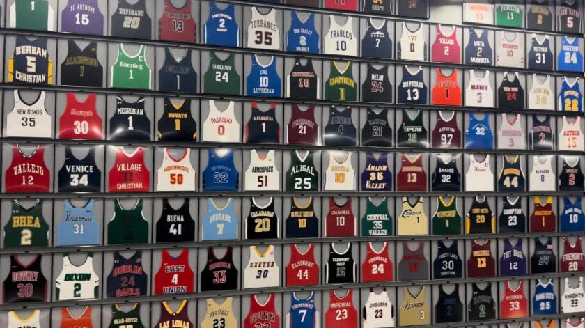 High school basketball jerseys from every team in California _ 1,544 and counting _ are being displayed at the Intuit Dome.