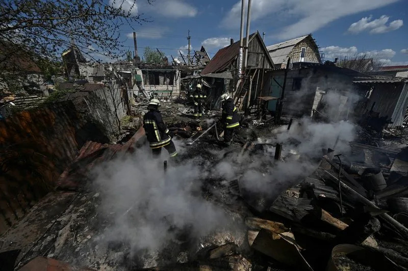 Aftermath of a Russian military strike in Zaporizhzhia region