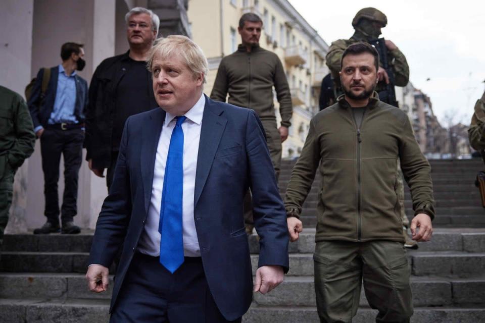 The Prime Minister and the president during Boris Johnson’s first war-time visit (Ukrainian Government/PA) (PA Media)