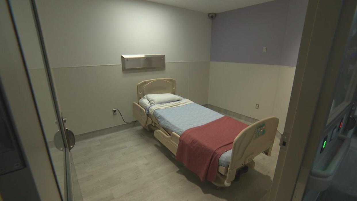 The new mental health zone at North York General Hospital features several individual rooms with adjustable lighting and accessible showers.  (Tyler Cheese/CBC - image credit)