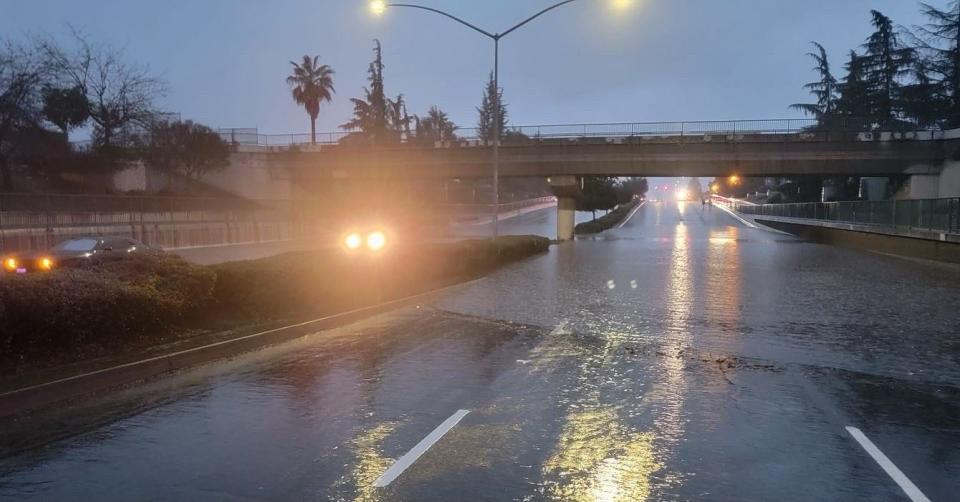 In Stockton, the Hammer Lane underpass at the railroad tracks just east of Lorraine Avenue closed Saturday, Dec. 31, 2022 due to heavy flooding.