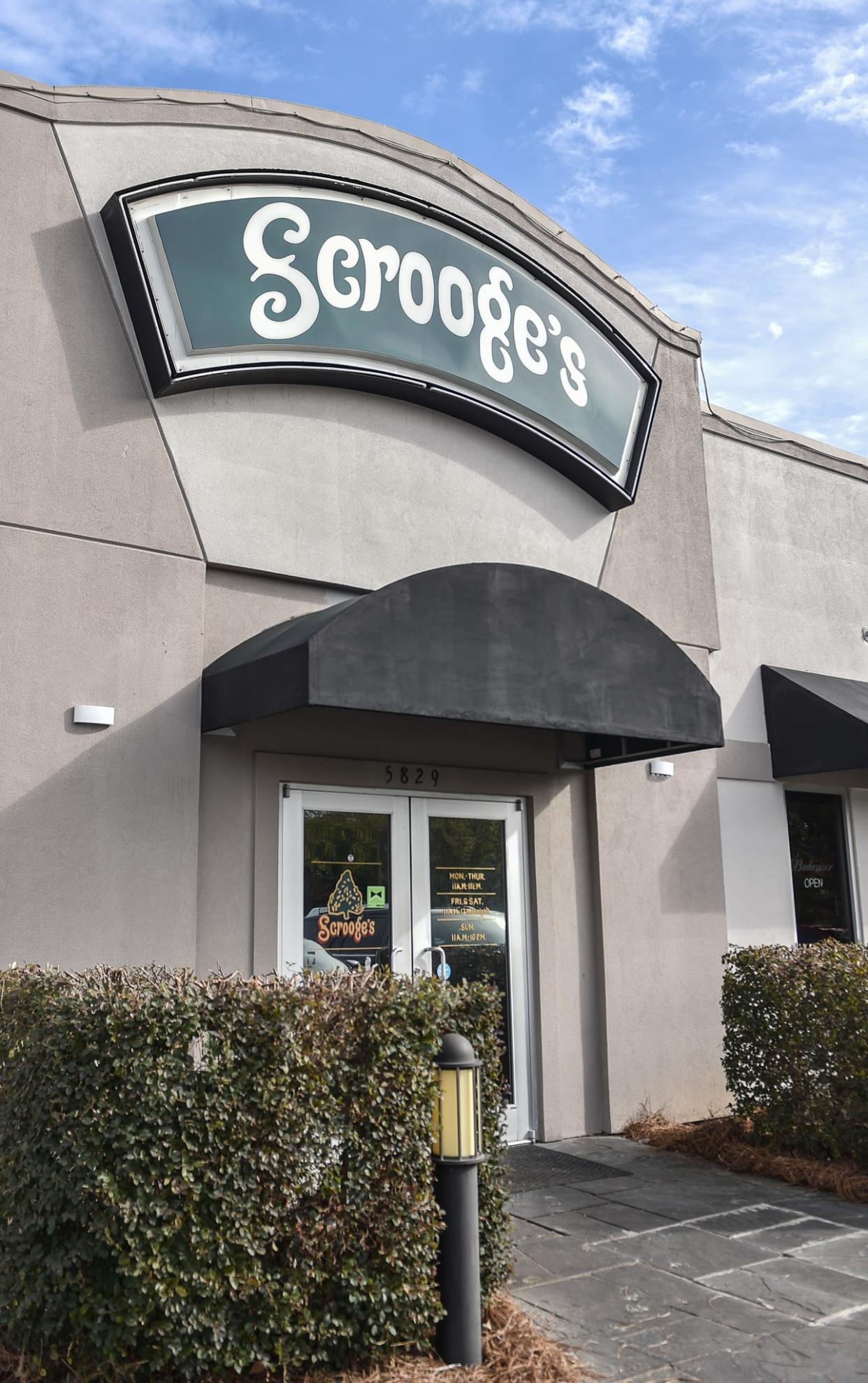 Scrooge's Fine Foods & Drink is seen in Jackson, Miss., Monday, October 21, 2022. Scrooge's is one of several local restaurants that are open on Thanksgiving Day.