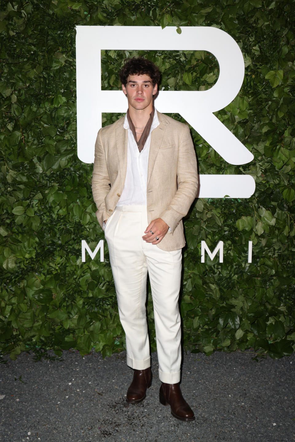 MIAMI, FLORIDA - APRIL 26: Noah Beck attends the Ralph Lauren Celebration for the Miami Design District Store opening on April 26, 2023 in Miami, Florida. (Photo by Alexander Tamargo/Getty Images)