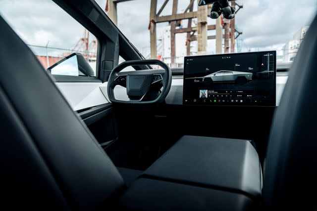 <p>Getty</p> Interior of the Tesla Cybertruck