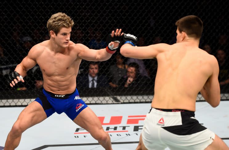 Sage Northcutt (L) and Mickey Gall fight during Saturday's show on Fox in Sacramento. (Getty Images)