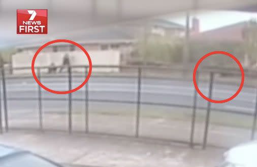 CCTV moments after two officers shot Turra. Source: 7 News