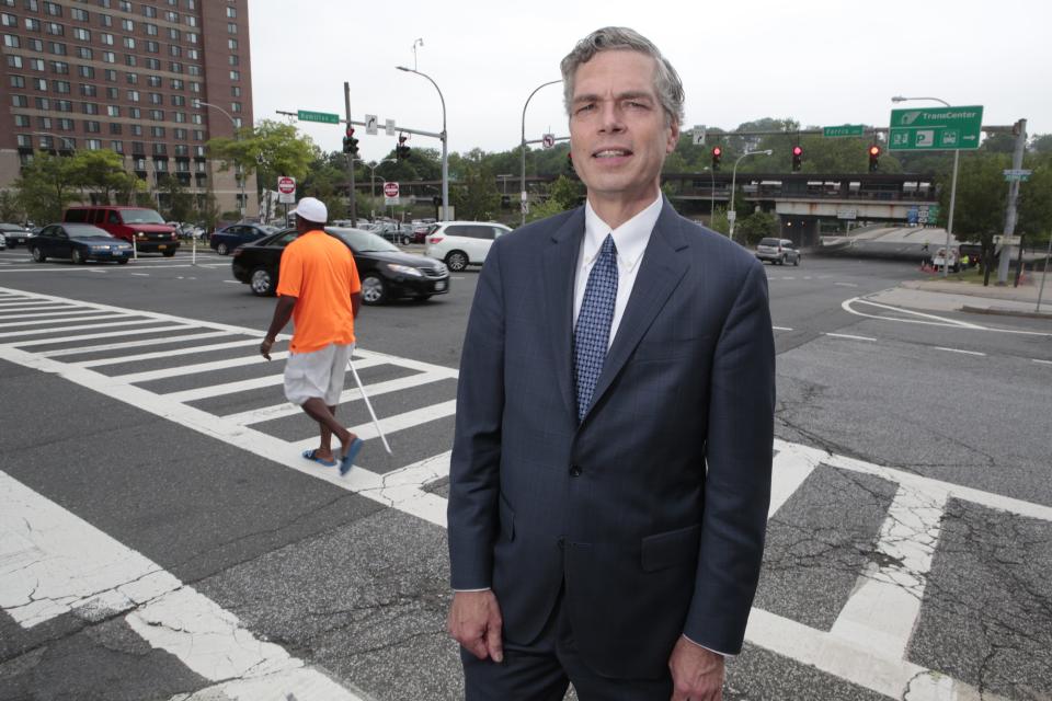 White Plains Mayor Tom Roach calls the construction of a 500-unit luxury building a milestone in the city.