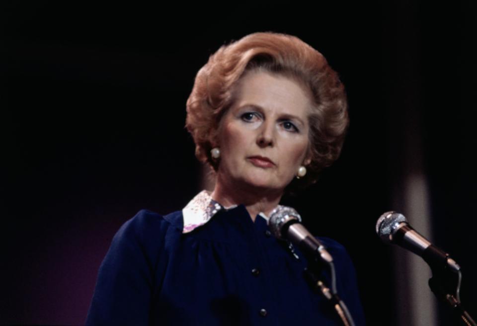 Margaret Thatcher, leader of the British Conservative Party, on the threshold of becoming Britain's first woman Prime Minister in London, England, 1978.