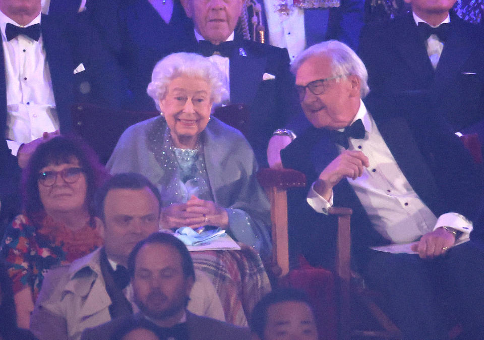 The Queen made it to a Platinum Jubilee performance  A Gallop Through History performance as part of the Royal Windsor Horse Show. (Getty Images)