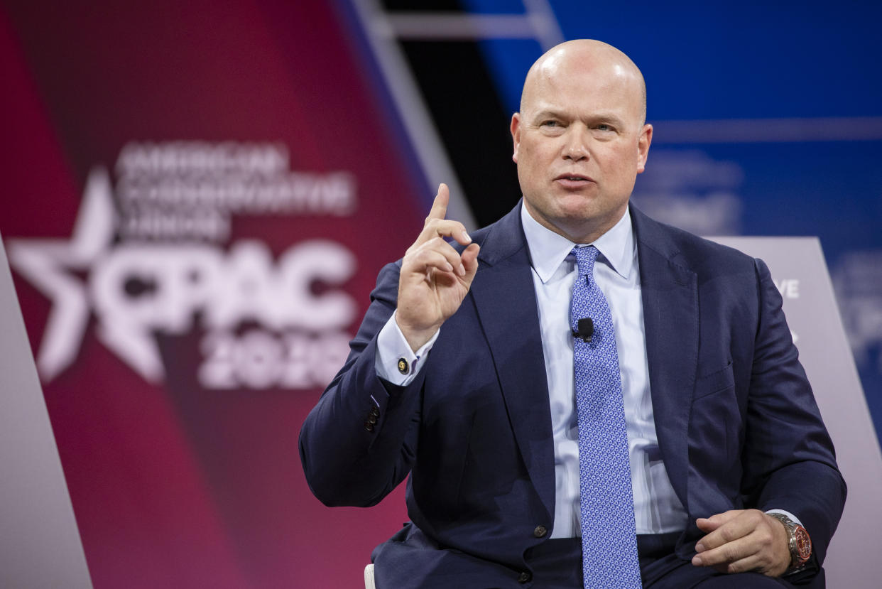 Matthew Whitaker, former acting U.S. attorney general, speaks during the Conservative Political Action Conference 2020 on Feb. 28, 2020.  (Photo: Samuel Corum via Getty Images)