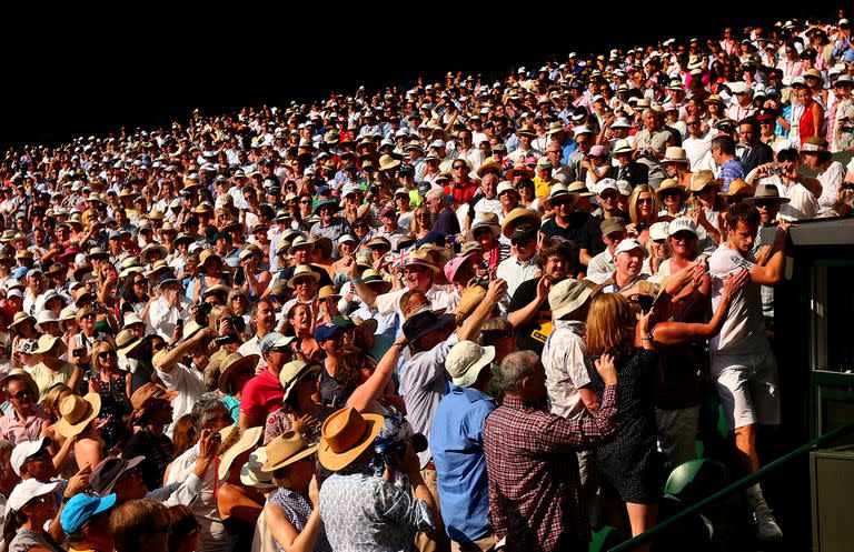 The Times' front page story, when he won Wimbledon and walked through the crowd looking for his family.