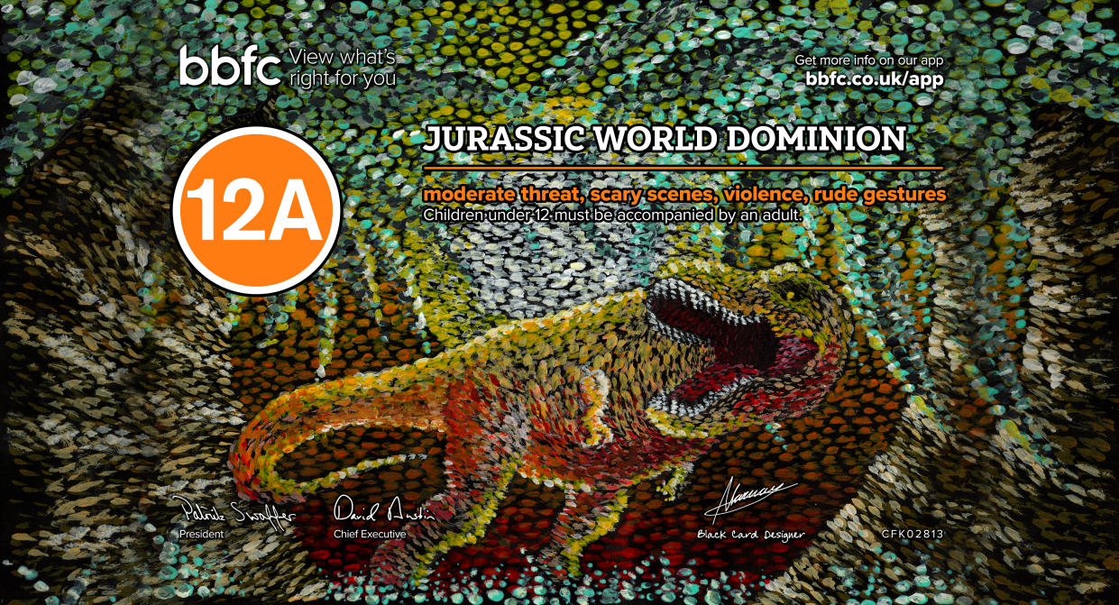 Aaron Larway's design that won the Jurassic World Dominion Black Card competition. (BBFC/Universal)