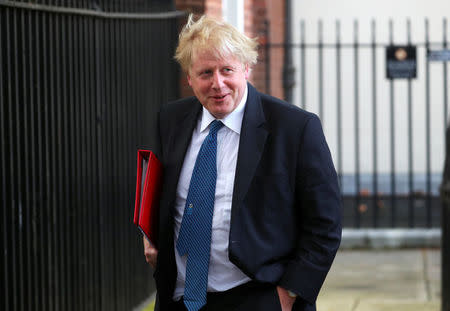 Foreign Secretary Boris Johnson leaves a Brexit subcommittee meeting at Downing Street in London, Britain, May 2, 2018. REUTERS/Hannah McKay