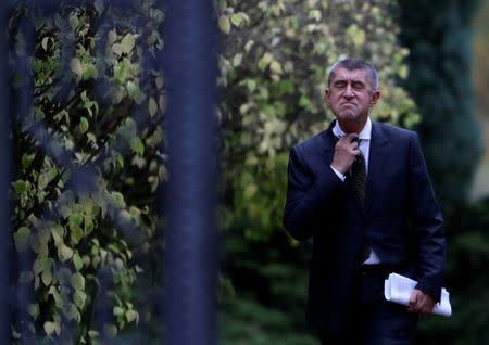 The leader of ANO party Andrej Babis leaves the Lany chateau after meeting with President Milos Zeman following the country's parliamentary elections in the village of Lany near Prague, Czech Republic October 23, 2017. REUTERS/David W Cerny