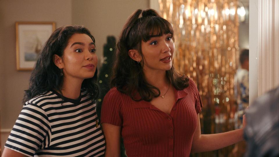 Paige (Rowan Blanchard, right) grows closer to classmate AJ (Auli'i Cravalho) when she joins the school track team in the teen rom-com "Crush."