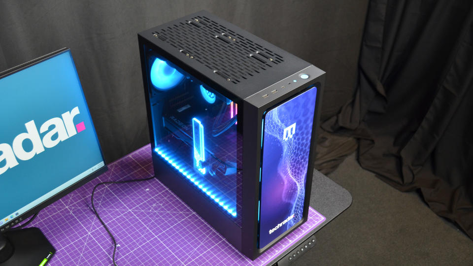 A Maingear MG-1 AMD Advantage gaming PC on a desk