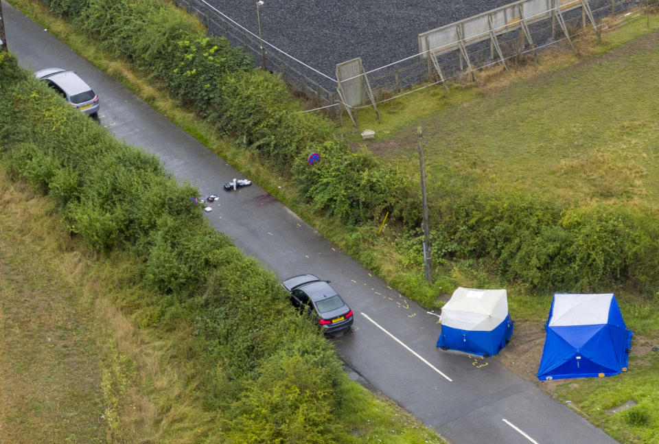 An aerial view of the scene at Ufton Lane, near Sulhamstead, Berkshire, where Pc Andrew Harper was killed. (PA Images)