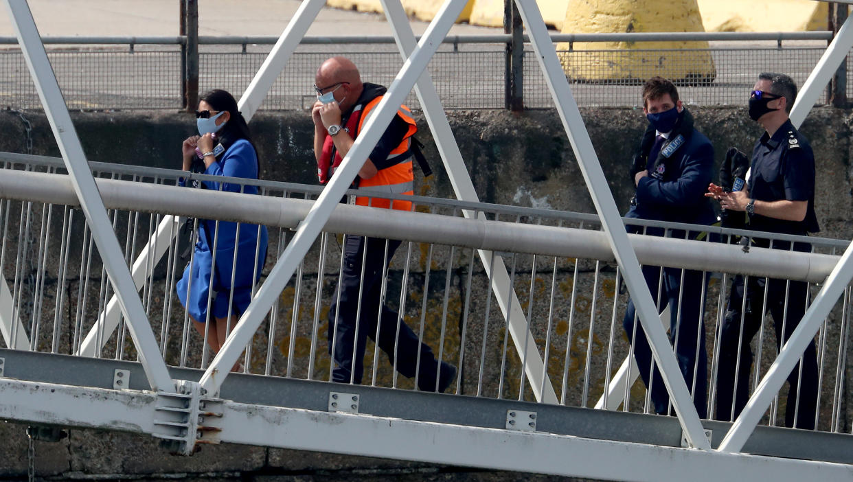 Home Secretary Priti Patel in Dover, the day after she appointed Dan O�Mahoney as the Clandestine Channel Threat Commander - a new role leading the UK�s response to tackling illegal attempts to reach the UK - who will be tasked with making the route unviable for small boat crossings.