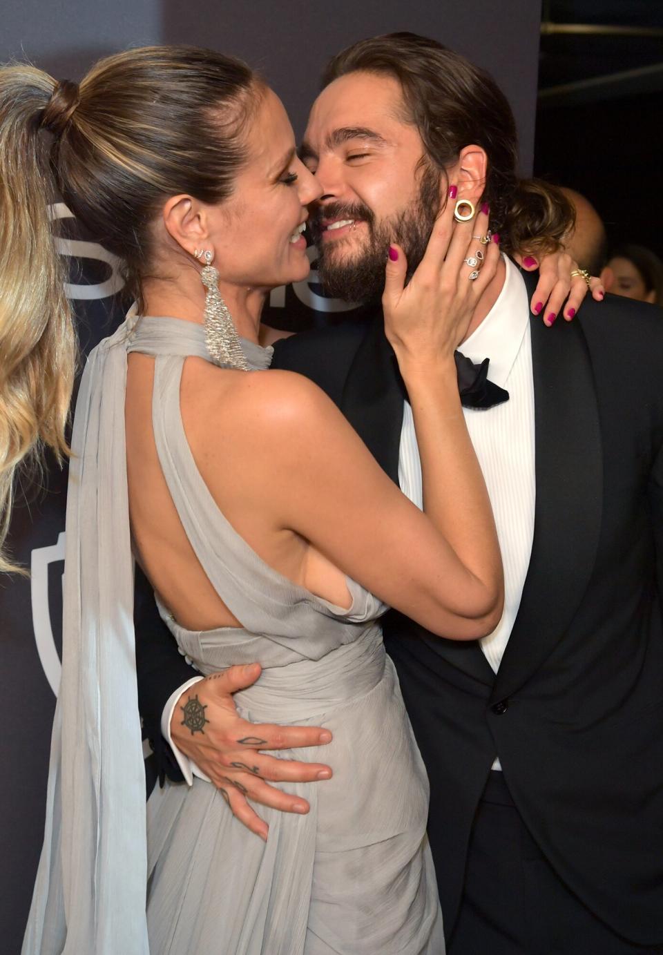 Heidi Klum (L) and Tom Kaulitz attend the 2019 InStyle and Warner Bros. 76th Annual Golden Globe Awards Post-Party at The Beverly Hilton Hotel on January 6, 2019 in Beverly Hills, California