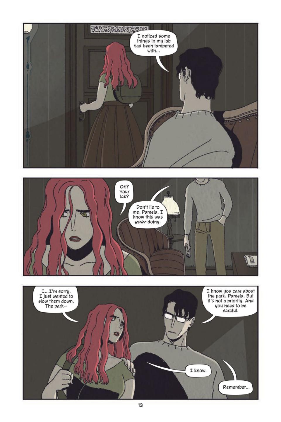 A page from Poison Ivy Thorns shows Ivy's dad being a creep