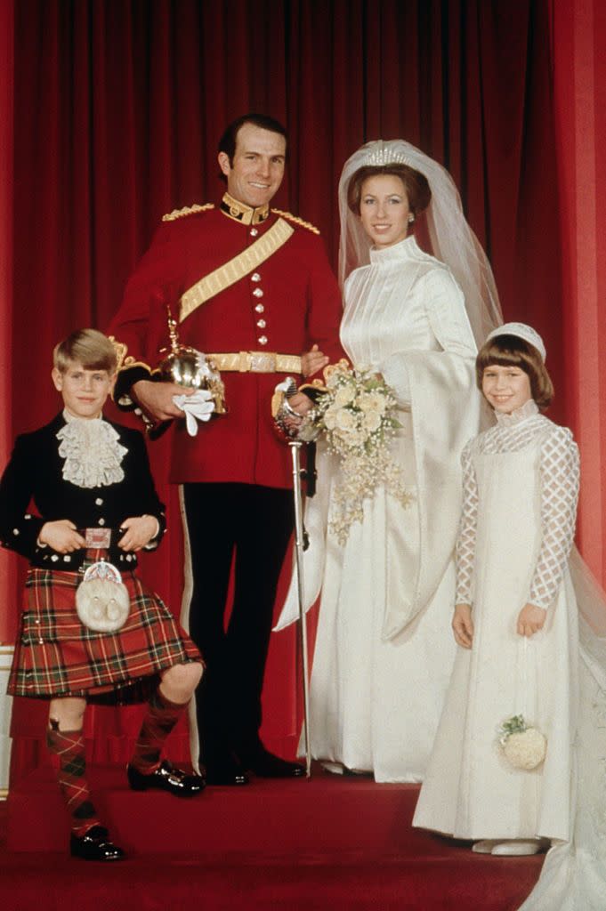 <p>As a piece steeped in Royal wedding history, the Queen Mary Fringe tiara made a perfectly romantic ‘something borrowed’ for Princess Anne’s first wedding in 1973.<br></p><p>Created by Garrard in 1919, the gold and silver fringe was commissioned by Queen Mary, using white diamonds from a necklace that had been a wedding gift from Queen Victoria, her mother-in-law. It then passed to two further generations of Royal brides, as Mary gave the tiara to her daughter-in-law, Princess Elizabeth (later, the Queen Mother) in 1936, who then lent it to our current Queen as her ‘something borrowed’ for her marriage to Phillip Mountbatten in 1947. </p><p>It captured the nation’s hearts again this summer, when Princess Beatrice borrowed it from the Queen (along with a vintage Norman Hartnell gown) for her wedding in July. </p>