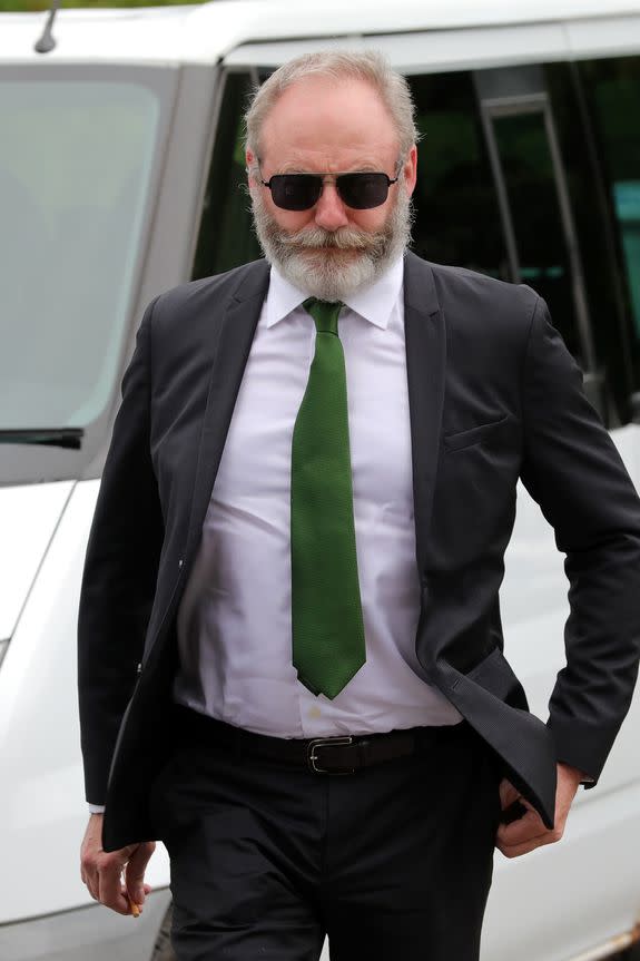 ABERDEEN, SCOTLAND - JUNE 23: Liam Cunningham arriving at Rayne Church in Kirkton on Rayne for the wedding of Kit Harrington and Rose Leslie on June 23, 2018 in Aberdeen, Scotland. (Photo by Mark Milan/GC Images)