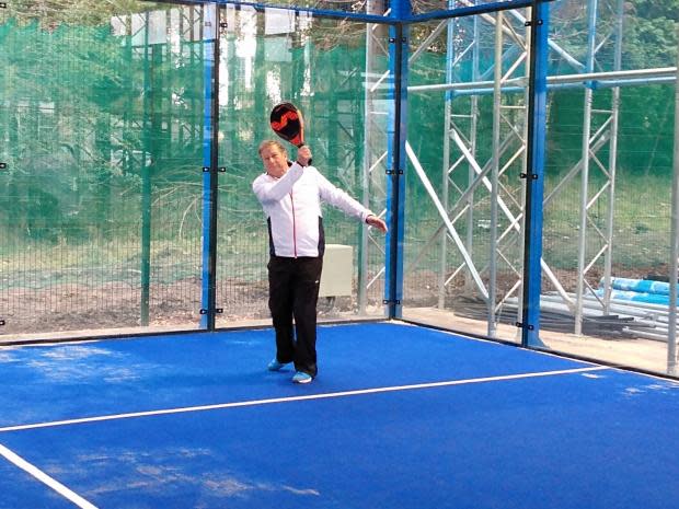 South Wales Argus: David Cornwell playing at the Welsh Padel Centre ahead of its opening.