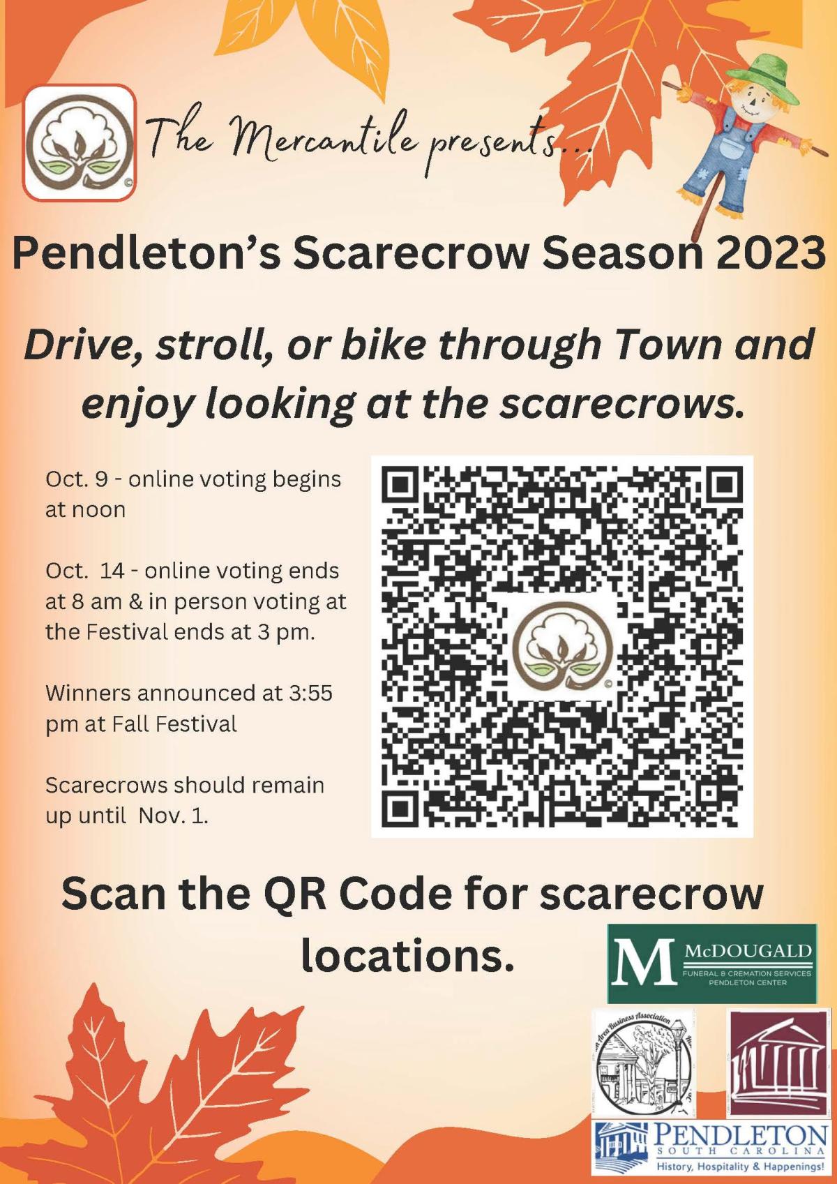 Pendleton Fall Festival Scarecrow contest, food vendors, music and