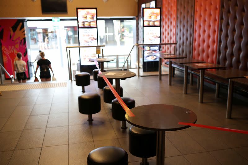 A closed McDonald's dining is seen following the implementation of stricter social-distancing and self-isolation rules to limit the spread of the coronavirus disease (COVID-19) in Sydney