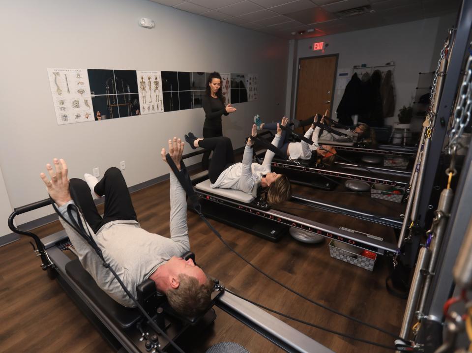 Brenda Basteiro leads a reformer Pilates session at RB Pilates studio in Cornwall on January 23, 2024. Basteiro is the process of opening a Club Pilates in the Town of Poughkeepsie.