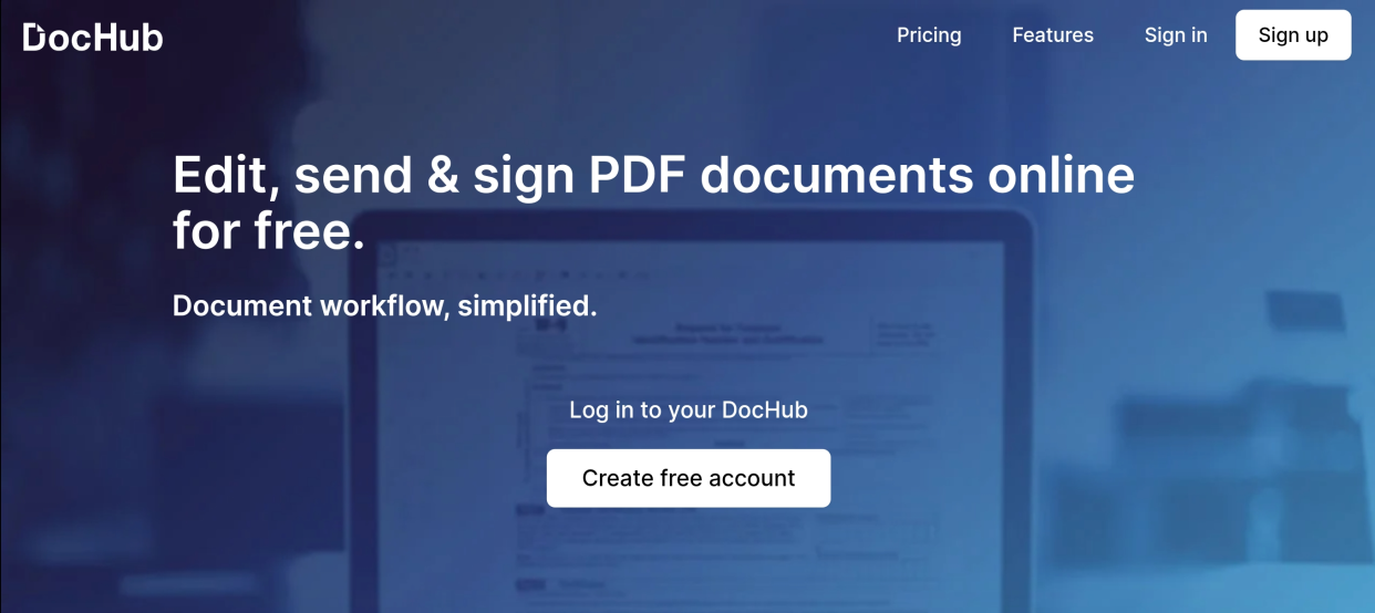  Website screenshot for DocHub. 