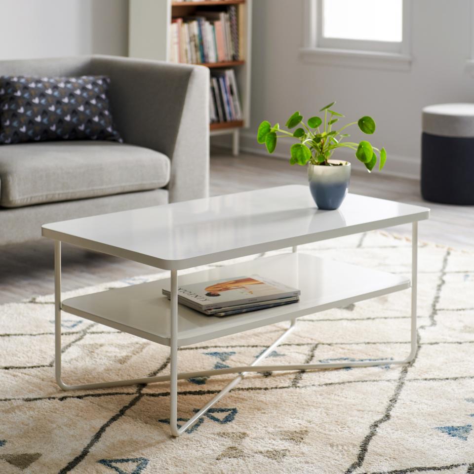 <a rel="nofollow noopener" href="https://www.walmart.com/ip/MoDRN-Scandinavian-Soren-Metal-Base-Coffee-Table/497825753" target="_blank" data-ylk="slk:SHOP NOW;elm:context_link;itc:0;sec:content-canvas" class="link ">SHOP NOW</a>: MoDRN Scandinavian Soren Metal Base Coffee Table in White, $349